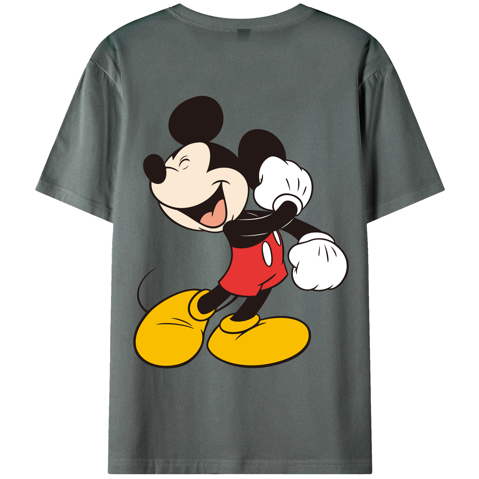 ミッキーマウス Mickey Mouse 綿100％ メンズ半袖Tシャツ（バックプリント） 通気性